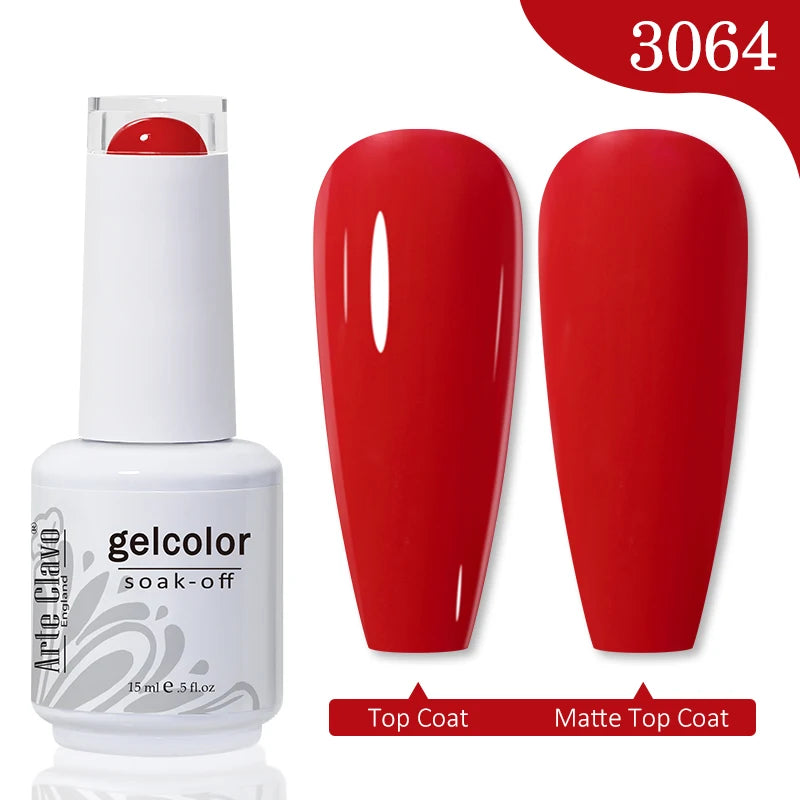 Arte Clavo 15ml Rose Red Pink Color Gel Nail Polish Autumn Winter Hot Sale Long Lasting Soak Off For Manicure Nail Art Gel