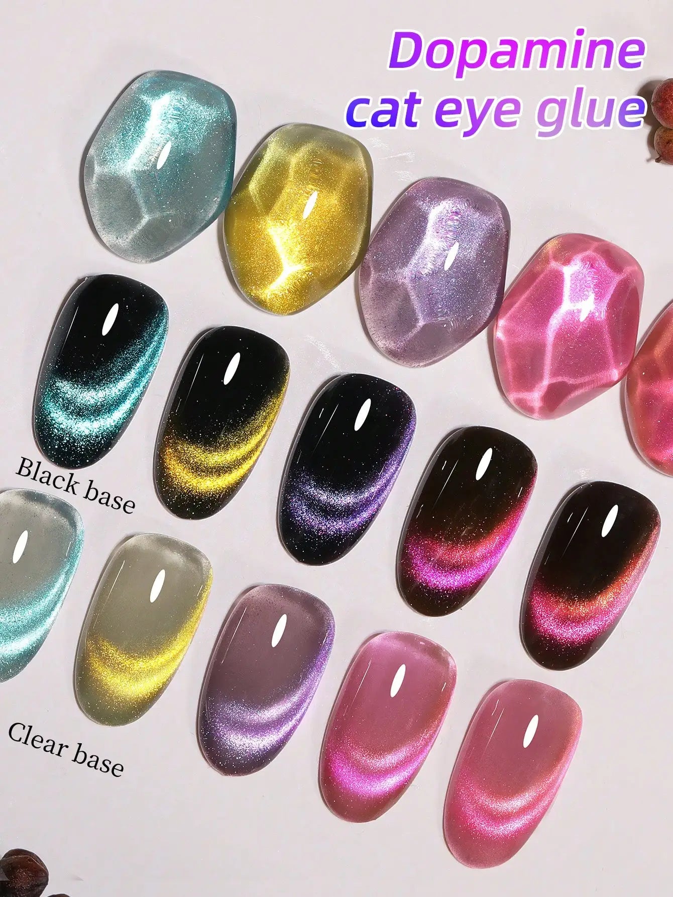 XEIJAYI 15ml Cat's Eye Gel Nail Polish Set, 5Colors Cat Eye And Black Nail Gel Quality DlY Nail