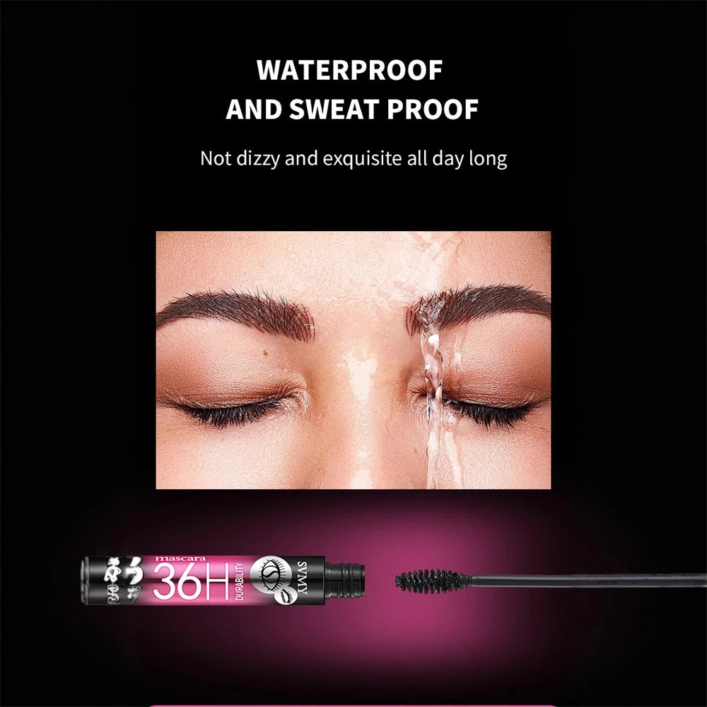 Prolonged 36H Curling Mascara Waterproof Silk Thin Brush Head Smudge Proof Volumizing Non-caking Mascara Makeup Lash Extension