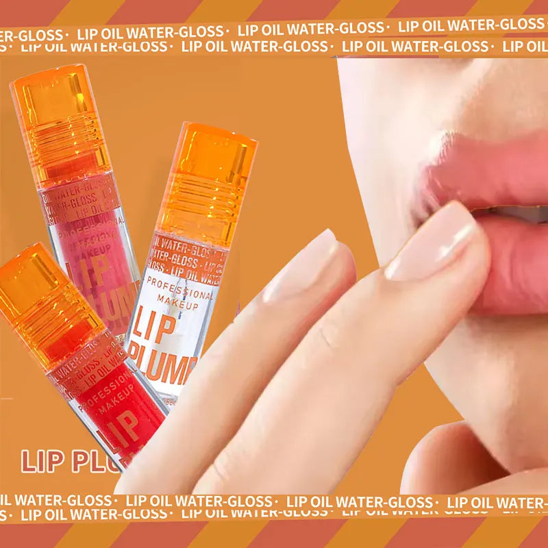 3-Pcs Lip Oil Plump Moisturizing Set – Pink Hydrating Gloss Long-Lasting Clear Liquid Lip Balm,Essential For Autumn And Winter