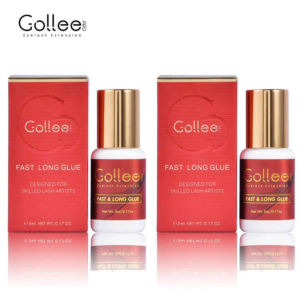 Gollee eyelashes Glue 1s Fast Dry Waterproof Lash Extension Glue Strong 6ml Super Booster Help Adhesive Accelerator tools Makeup