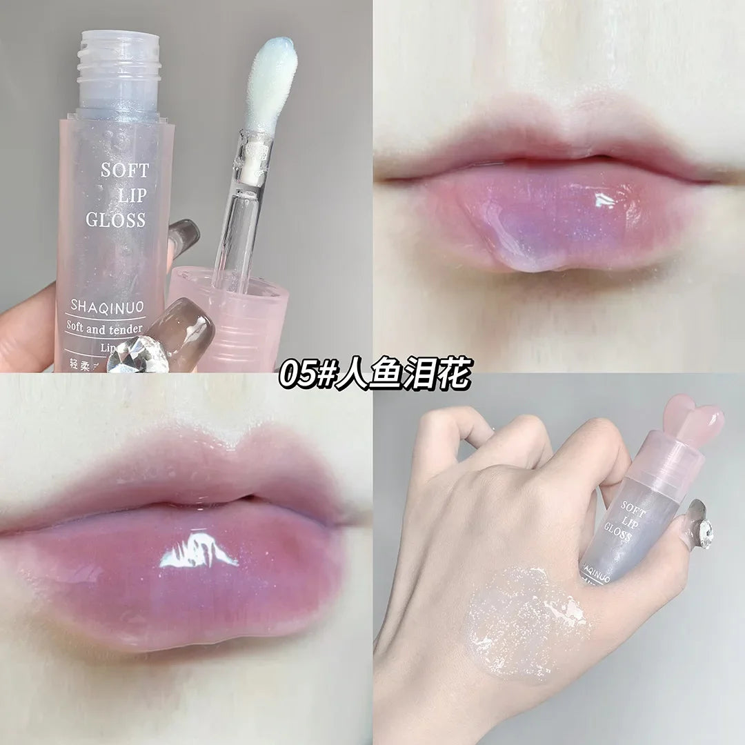 Light Rich Watery Lip Oil Glitter Clear Transparent Glossy Lipstick Moisturizing Nourishing Hydrating Lip Gloss Makeup Cosmetics