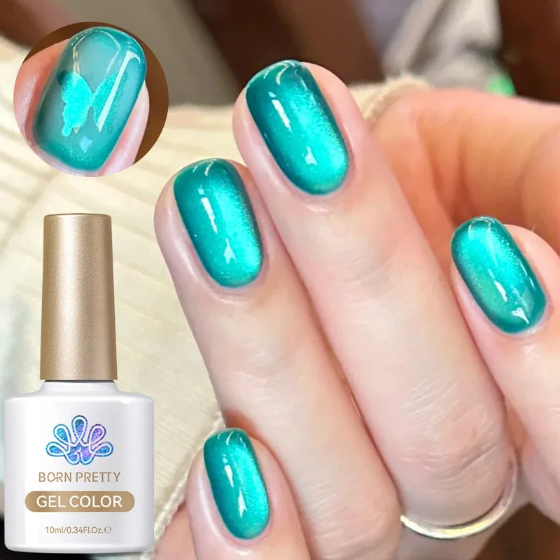 BORN PRETTY 10ml/15ml Guava Green Cat Magnetic Gel Shine Glitter Semi Permanent Soak Off UV Varnish Nail Supplies