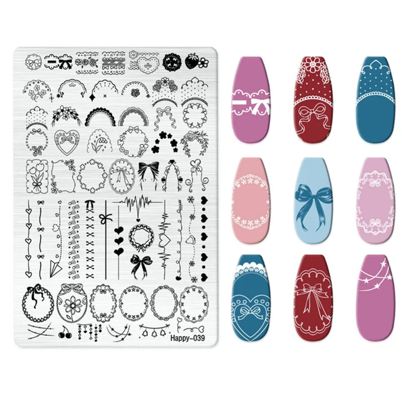 Maple Leaf Nail Stamping Plates Autumn Winter Leaves Design Polish Stencil Nail Printing Stamp Image Manicure Mold Stencil Tool