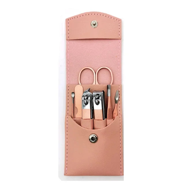7/12/16pcs Manicure Cutters Nail Clipper Set bag Household rose gold Ear Spoon Nail Clippers Pedicure Nail Scissors Tool sharpe