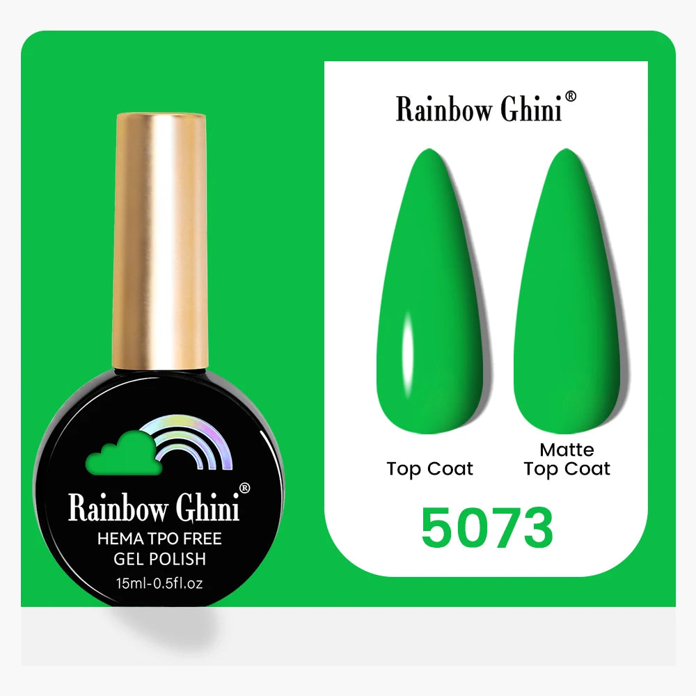 Rainbow Ghini 15ML 146 Colors Long-Lasting Colorful Gel Nail Polish Professional UV/LED Gel Polish Base Coat Matte Top Coat