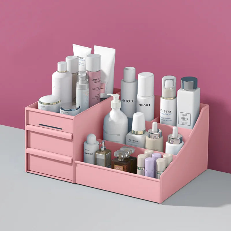 Dressing Table Organizer Makeup Storage Box Dormitory Finishing Plastic Shelf Cosmetics Skin Care Table Drawer Makeup Organizer