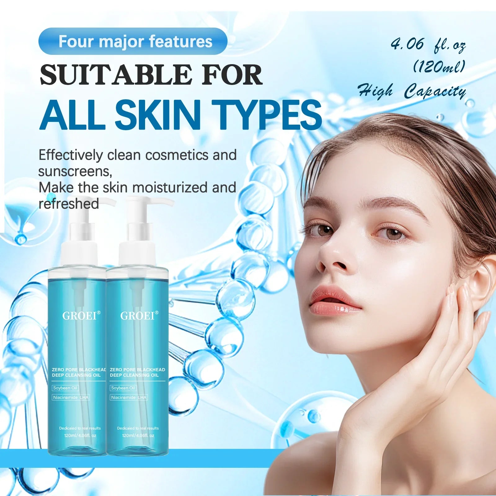 Makeup Remover Oil Deeply Cleaning Excess Oil Gentle Soothing for Face Eyes Lips Non-Tightening Moisturizing Facial Cleanser Oil