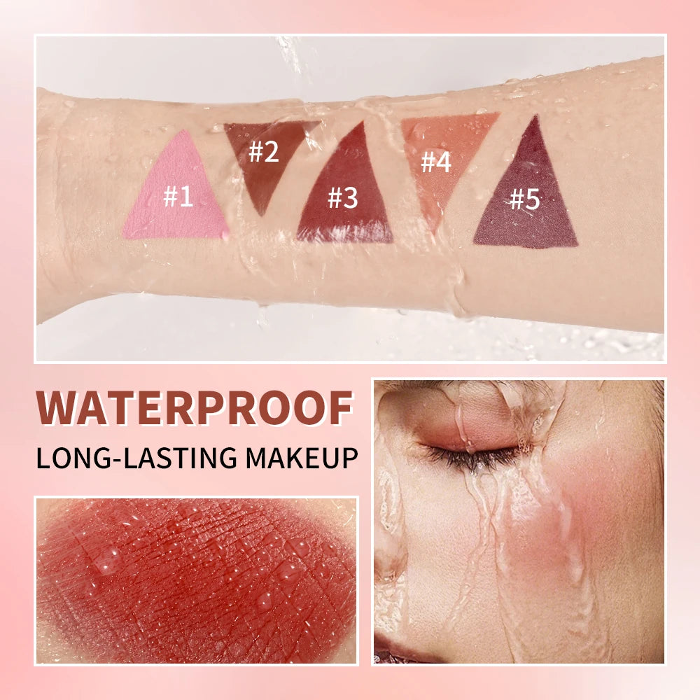 Lakerain Matte Cream Blusher Long-lasting Natural Makeup Triangle Box Design Oil-Resistant High Pigment Cream Blush Plate
