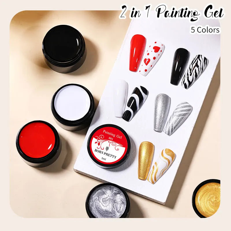 BORN PRETTY 5ml Metallic Painting Gel Polish Super Bright Silver Mirror Gel Sparkling Glitter Soak Off UV LED Gel Nail Art DIY