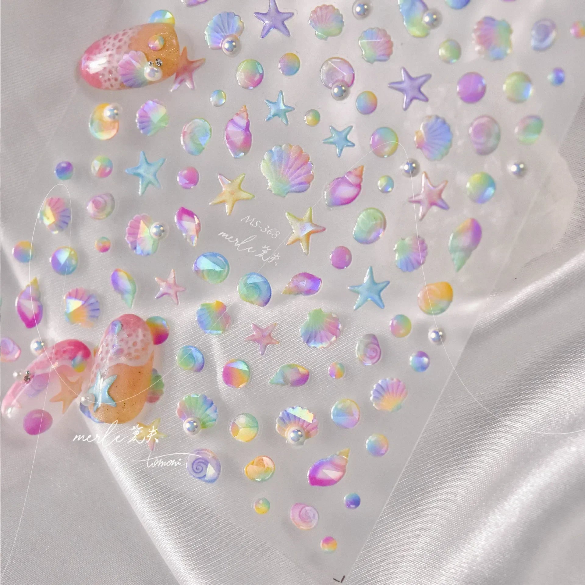 Goldfish Cavort Water Grass Lotus Flower Leaf Brocaded Carp Koi Ripple Droplet Water Bubbles 5D Nail Art Stickers Manicure Decal