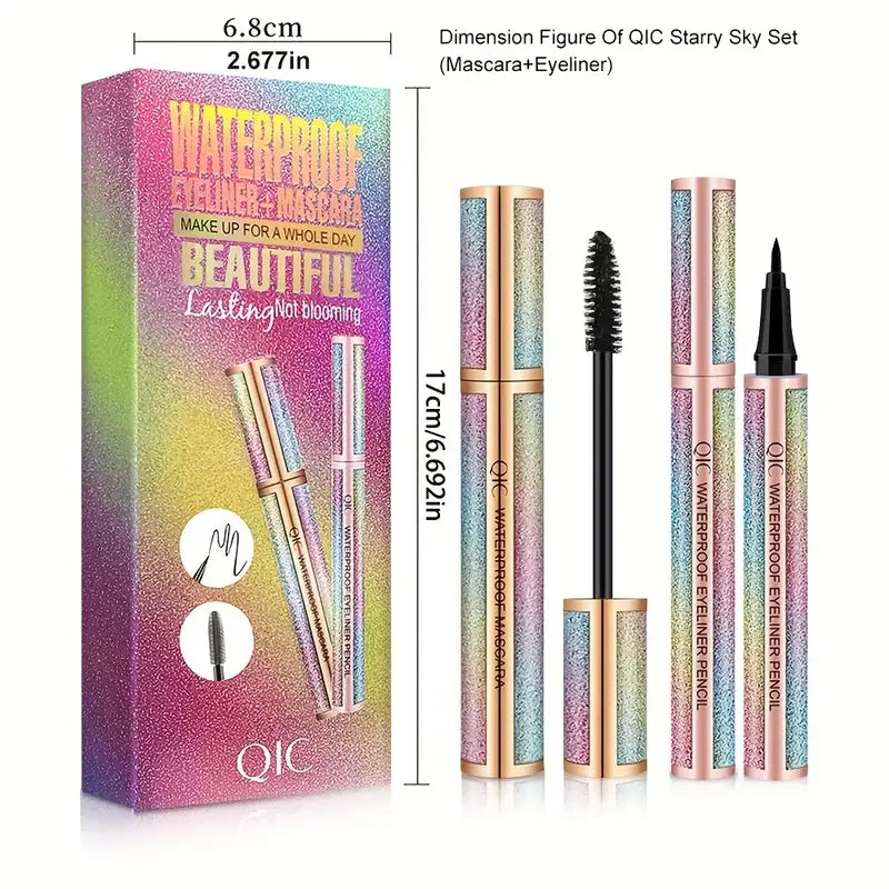 4D Mascara & Liquid Eyeliner Kit,Waterproof,Sweat-Proof, Smudge-Proof, Long Lasting, Quick Drying Perfect Eyes Makeup Set Gifts