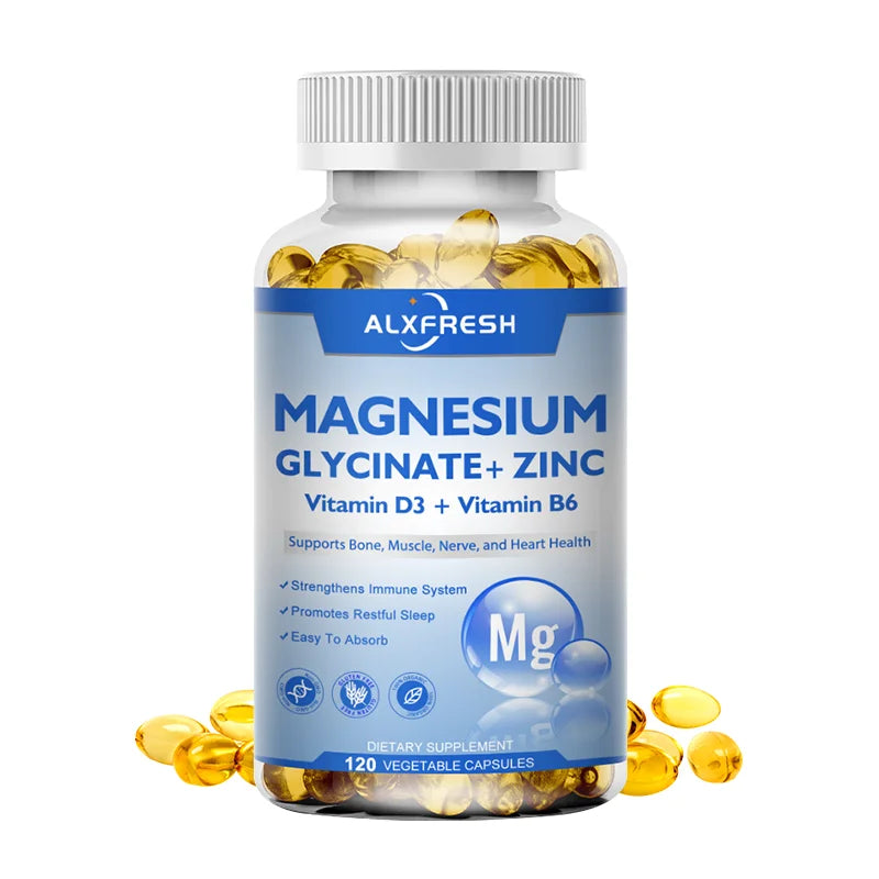 Alxfresh Magnesium Complex Capsules High Absorption Bone, Muscle ,Brain Health Supplement Aids Sleep Stress & Anxiety Relief