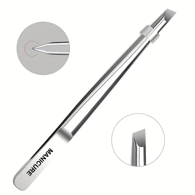 Stainless Steel Slant Tweezers with Non-Slip Tip - Heavy-Duty Precision for Eyebrow Grooming Eyelash Application & Trimming