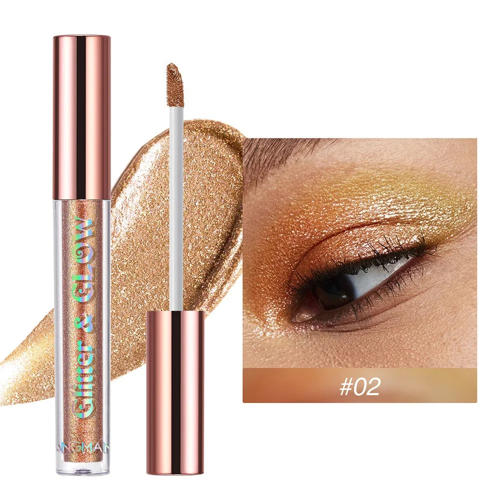 Women Pearlescent Face Liquid Eyeshadow Highlighter Shiny Eyeliner Glitter Eyeshadow Waterproof Brighten Eyes Makeup Beauty