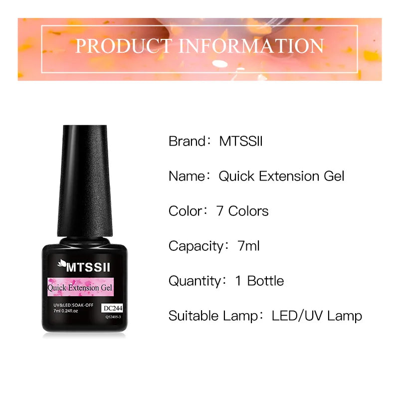 7ML Gold Foil Quick Extension Nail Gel Vernis Semi Permanent Acrylic Crystal Pink Clear Nude Gel Nail Polish UV Construction Gel