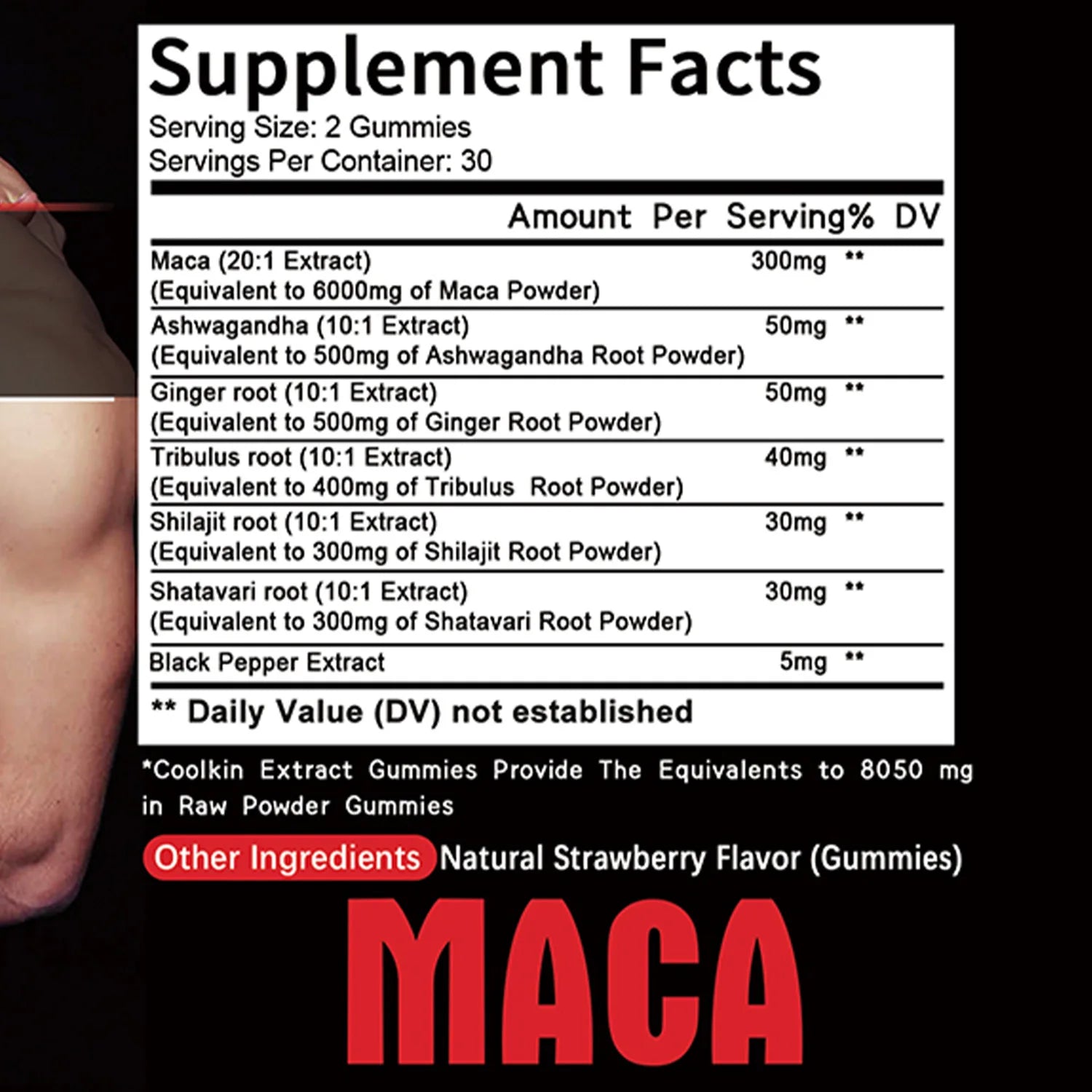 Black Maca Gummies - Performance and Mood Supplement, Supports Natural Health, Muscle Growth, Energy - 60 Gummies