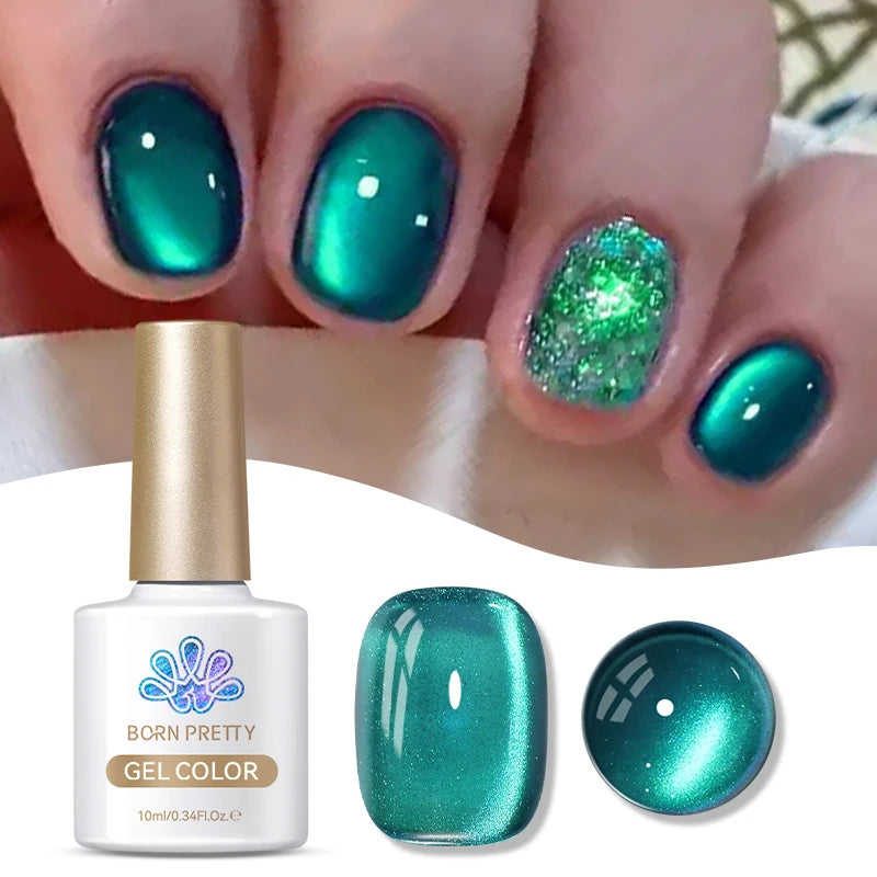 BORN PRETTY 10ml Black Glass Cat Magnetic Gel Nail Polish Silver Gold Glitter Semi Permanent Soak Off UV LED Gel Varnish