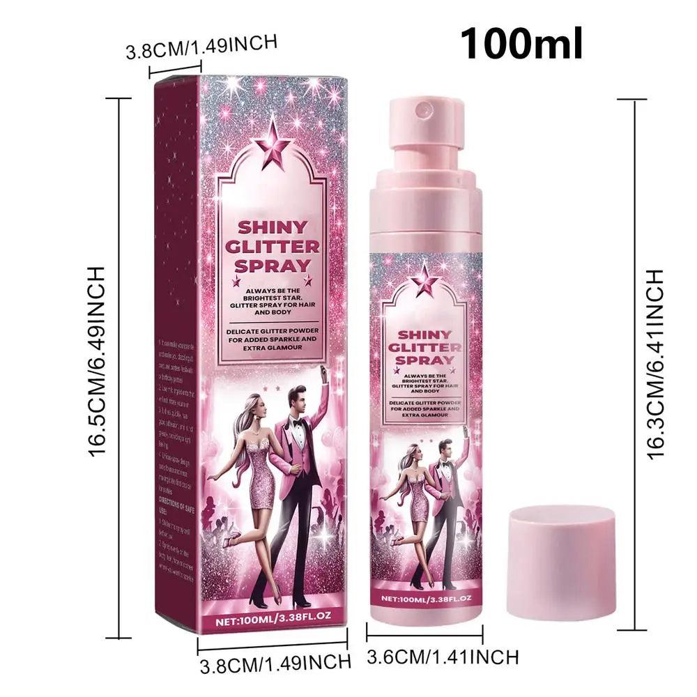 100ml Shiny Body Glitter Spray Hair Clothes Highlighter Powder Glitter Gloss Spray Shimmer Powder Makeup Spray Face Highlighter