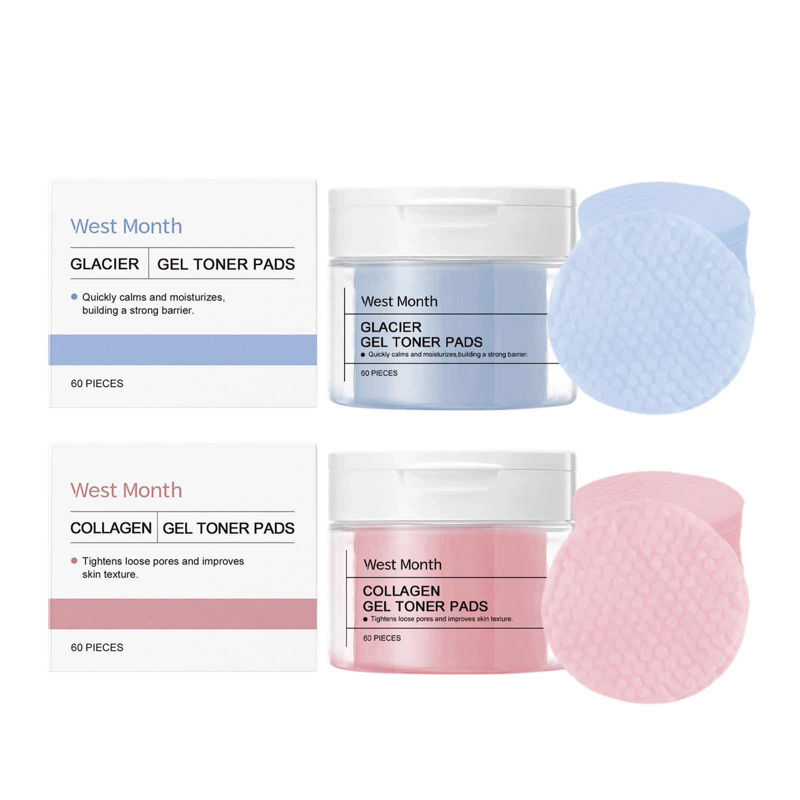 WEST MONTH Winter Collagen Gel Toner Pads Provide Deep Moisturizing Comfortable Feeling Enhance Skin Elasticity Firming Effect