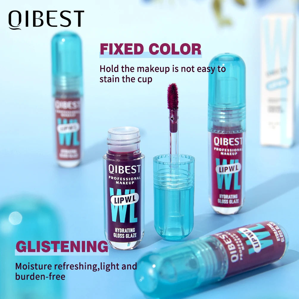 QIBEST Hydrating Crystal Lip Gloss Easy to Fade Mirror Water Glazed Lip Glaze Long Lasting Moisturizing Gloss Lip Tint Makeup