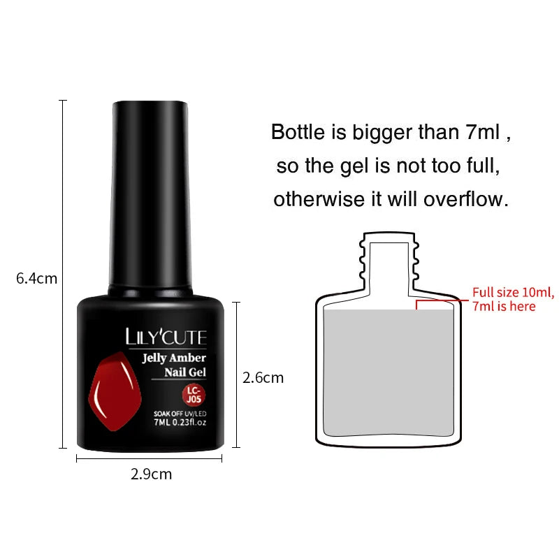 LILYCUTE 7ML Jelly Amber Gel Brown Winter Crystal Nail Polish Translucent Color Nail Art Gel Permanent UV Gel Polish Varnish