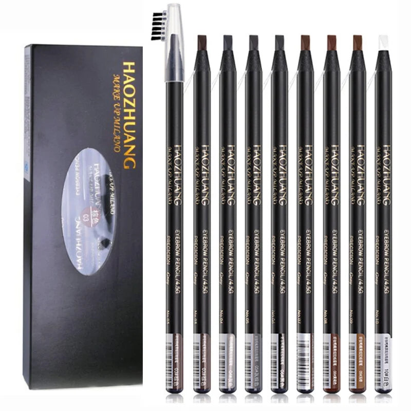HAOZHUANG Waterproof Long Lasting Eyebrow Pencils with Soft Brush Eyebrows Makeup Tool Permanent Makeup Tattoo Accessories