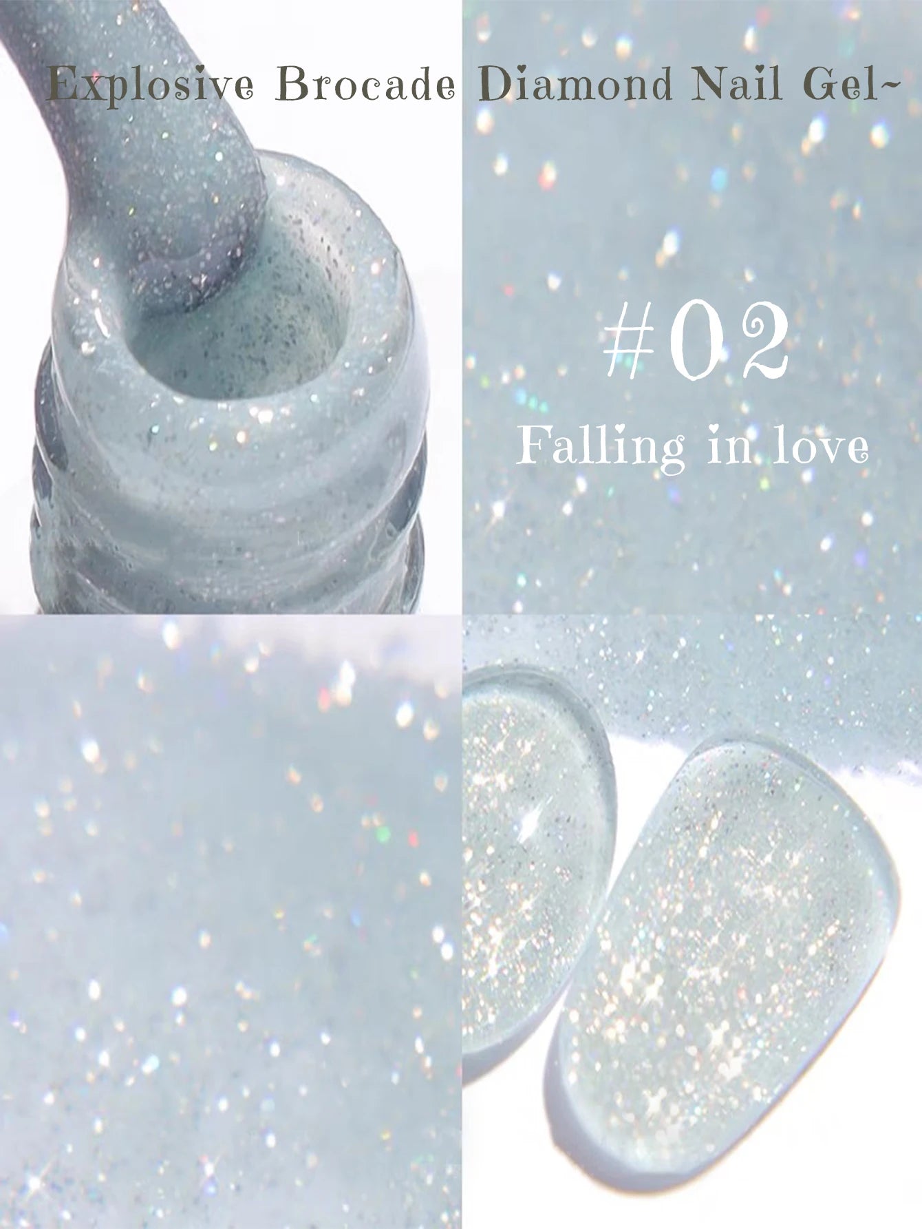 MIANEL1-12pcs 12ML Pink Blue White Green Series With Explosive Glitter Gel Nail Polish, Popular Yun Brocade Diamond Gel Polish