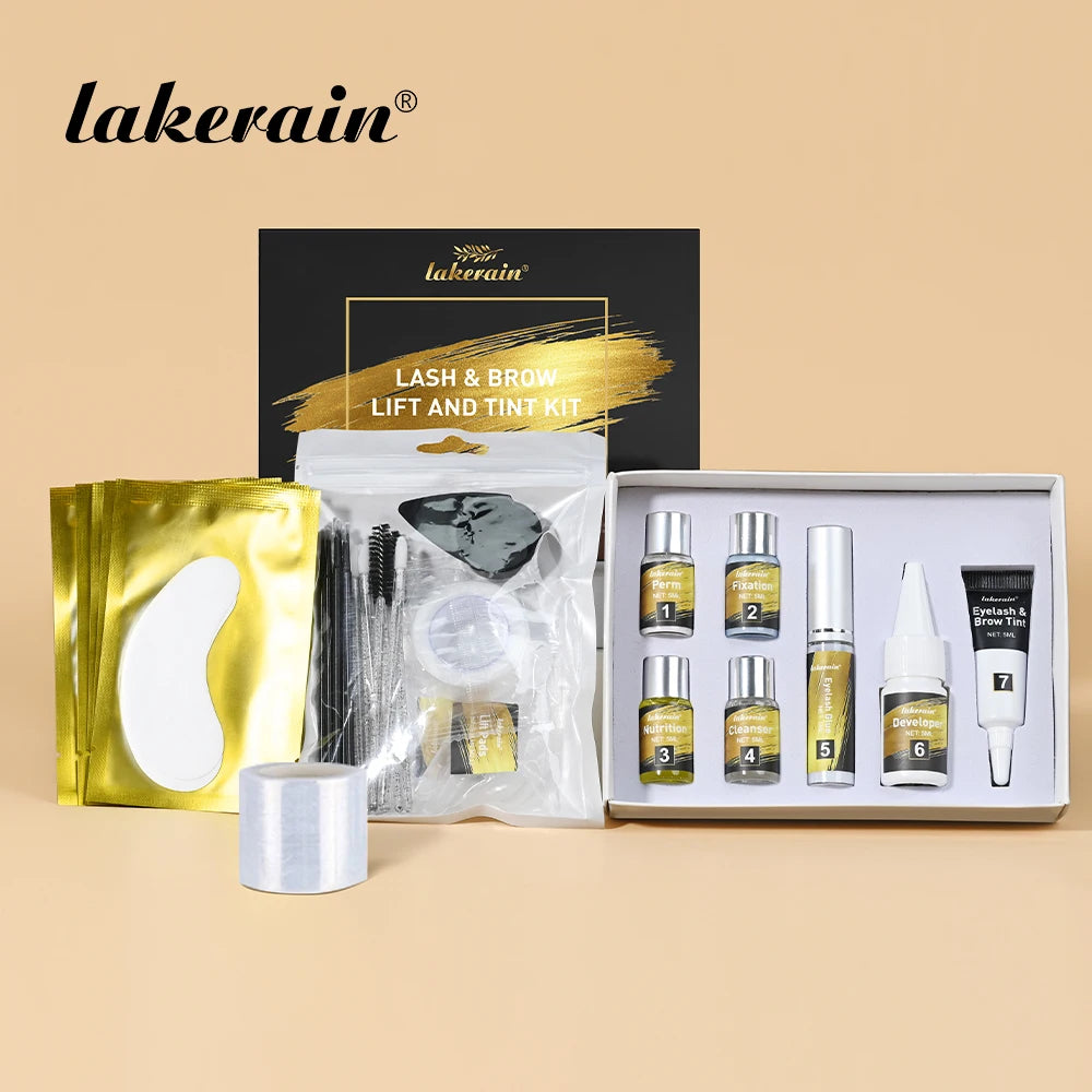 Lakerain Lash & Brow Lifted And Tint Kit Lash Brow Lift Perm Fixation Setting Curled Lashes Long-lasting Set Female Makeup