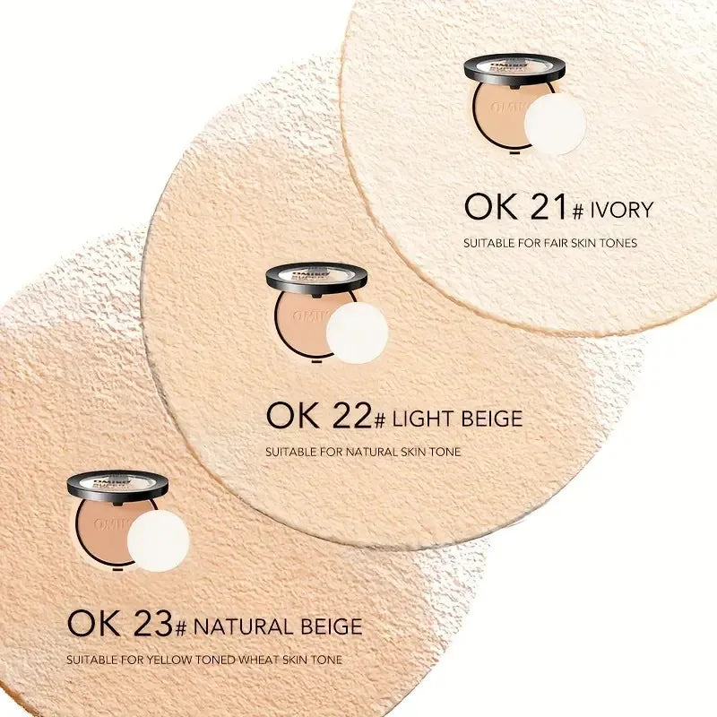 Pressed Powder Waterproof Long-lasting Full Coverage Face Compact Powder Makeup Foundation Oil 3 Color Control Cosmetics