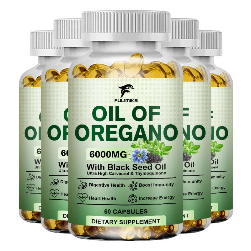 Oil of Oregano Softgels – Organic Oregano Oil Capsules with Black Seed Oil, Immune & Digestive Support, Antioxidant Support