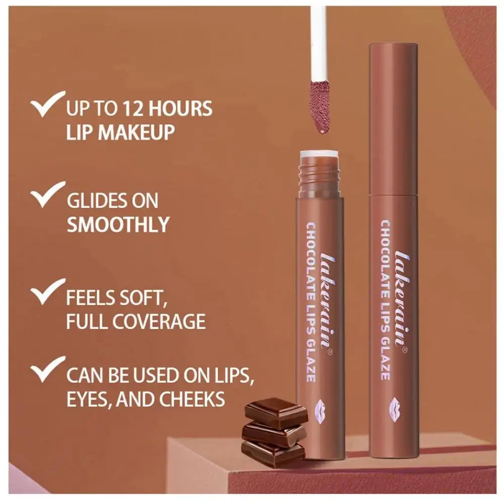 Velvet Matte Lip Glaze Waterproof Long Lasting Non Sticky Chocolate Lip Gloss Set
