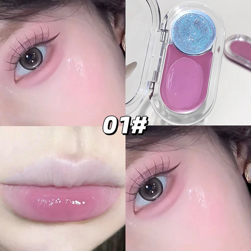 Gege Bear Two Color highting Blush Cream Dual-use Brighten Lip Cream Blush Natural Cheek Tint Waterproof Contouring Makeup