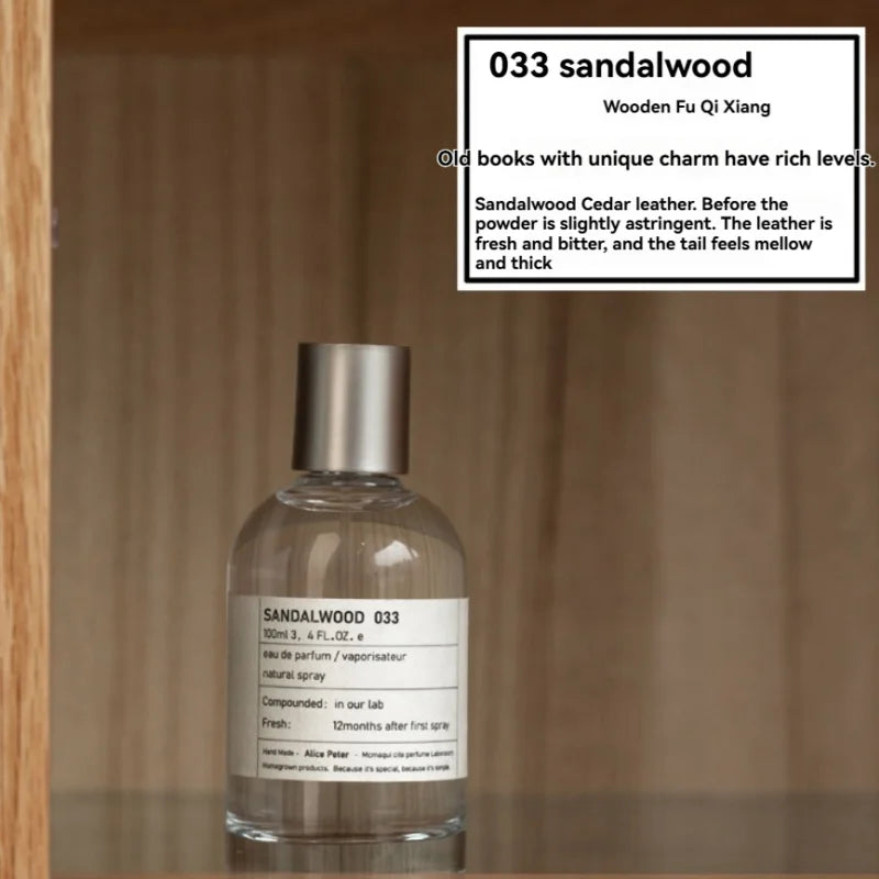 100ML Unisex Perfume Sandalwood Fresh Fragrance Eau De Toilette Classic Fruity Notes Women Man Parfum Bergamot Body Spray