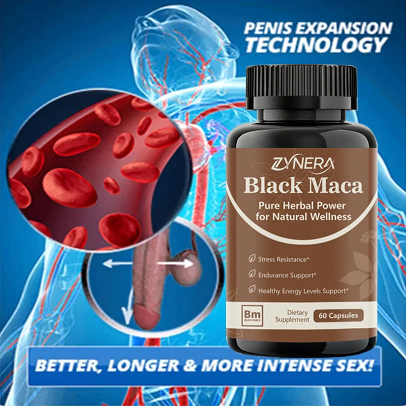 Powerful Black Maca Capsules Testosterone Booster for Men Increase Strength Stamina Energy Enhance Immunity Supplement Big 18
