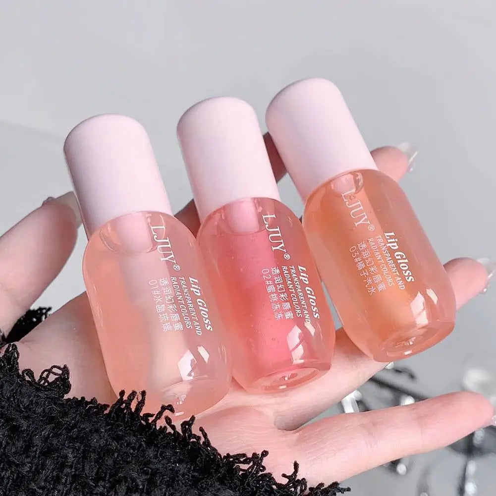 Fruit Crystal Jelly Lip Oil Hydrating Transparent Glass Lip Gloss Plumping Clear Lip Plumper Serum Lips Care Makeup Cosmetics