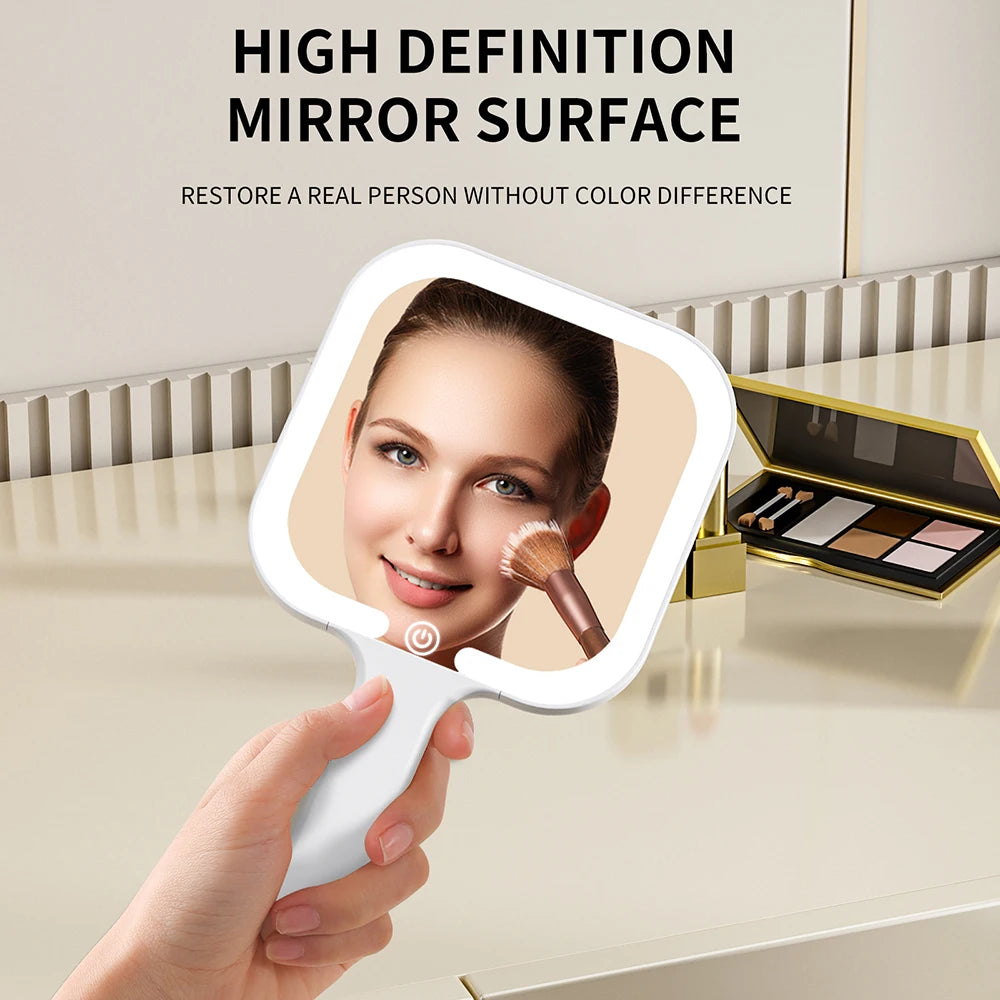 3-Color Dimmable LED Vanity Mirror with Touch Control - Rechargeable Portable Makeup Lighted Mirror, Mirror for Dorm & Travel