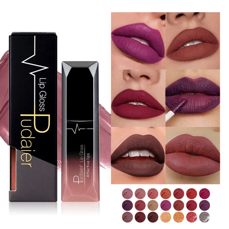 Matte Lips Makeup Waterproof lipgloss Velvet liquid matte lipstick Long Lasting Nude Lip Gloss Cosmetics P1201#