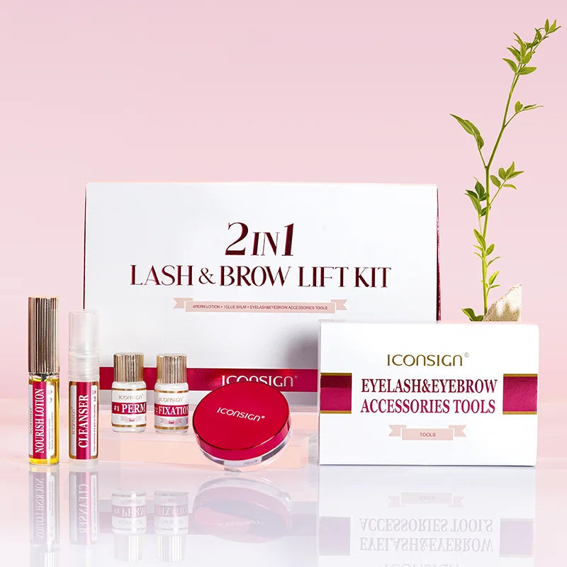 ICONSIGN 2IN1 Professional Fast Perming LASH & BROW Liftng Kit Lasting 6-8 Weeks Mascara Lifting Eyelashes Enhancer Makeup Tool