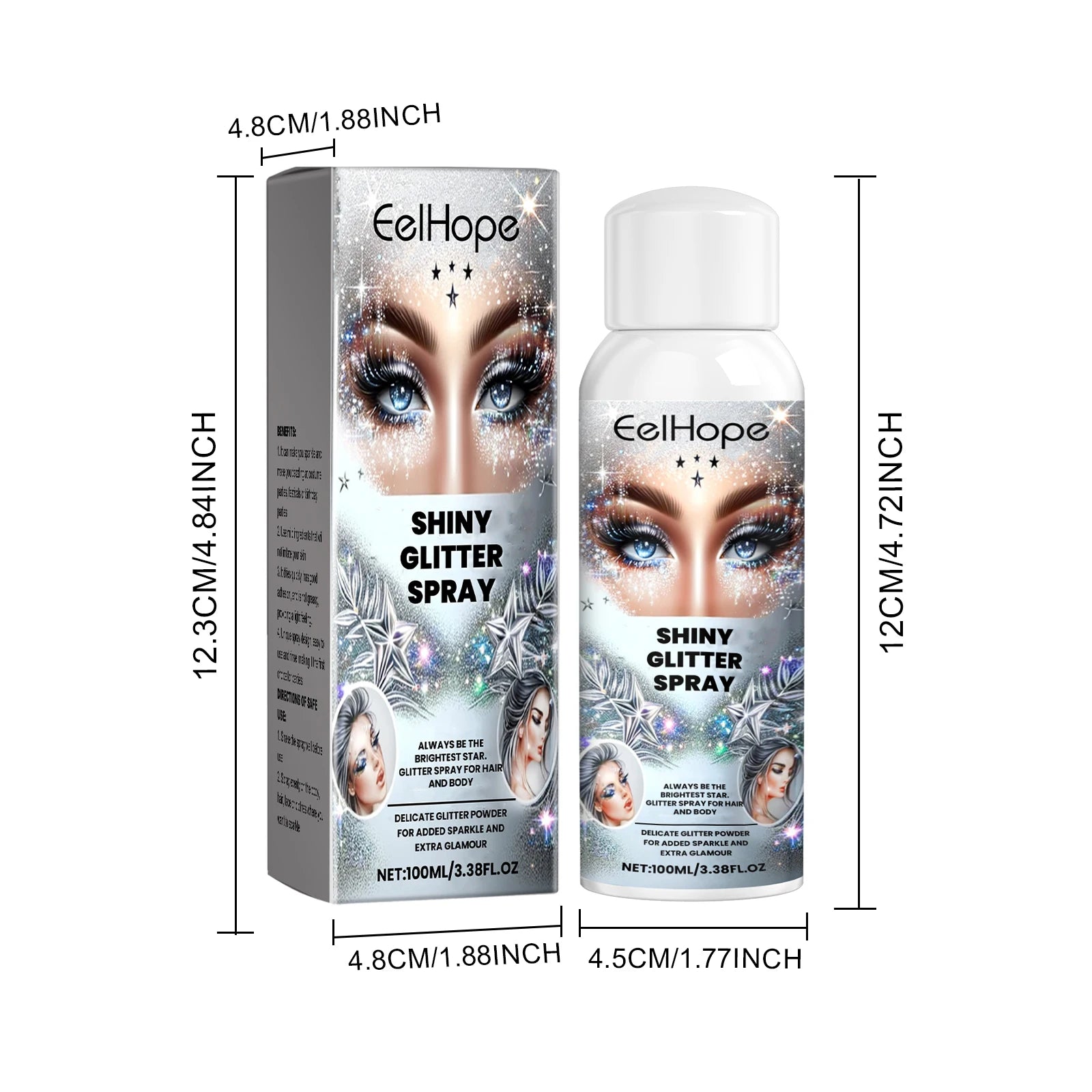 Fashion Highlighter Powder Spray for Hair Body Clothes Shiny High Gloss Glitter Powder Spray For Christmas Holiday Party