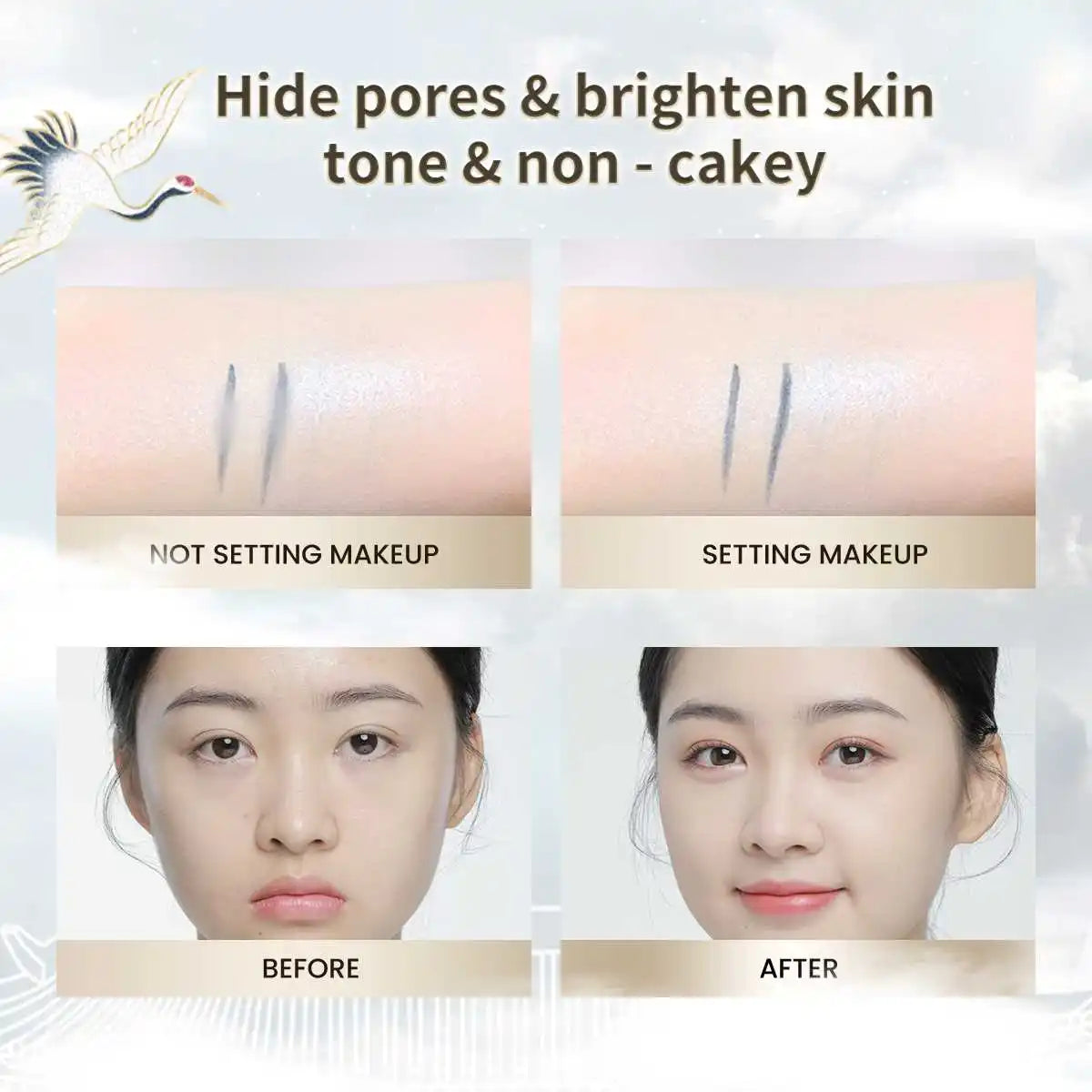 CATKIN Air Loose Setting Powder Oil Control Matte Natural with Puff, Makeup Loose Powder