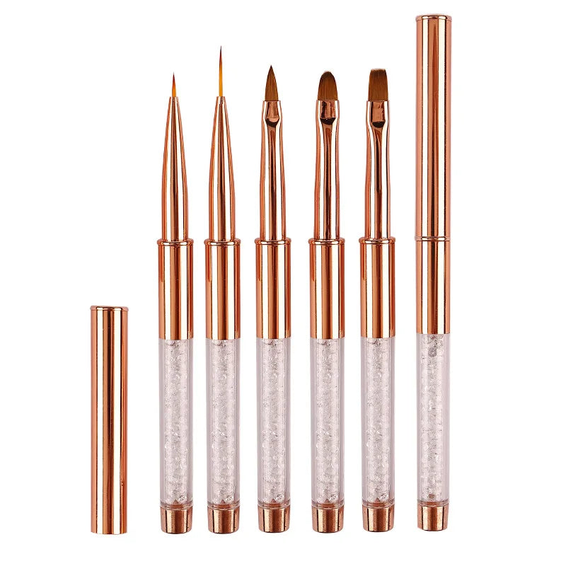 5Style Nail Art Acrylic UV Gel Extension Builder Rhinestone Painting Brush Lines Liner Pattern Drawing Pen Manicure Tool