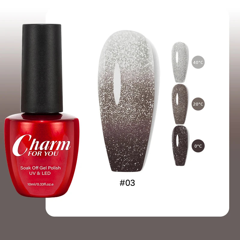 10ml Glitter Thermal Gel Nail Polish 3 Layers Temperature Changing Semi Permanant Soak Off UV LED Nail Art Gel Varnish DIY Gel