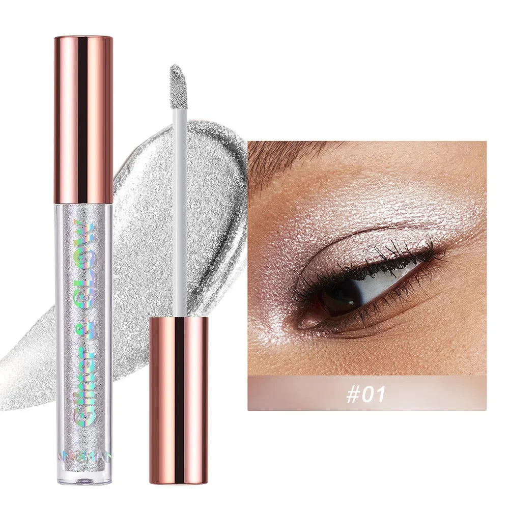 Women Pearlescent Face Liquid Eyeshadow Highlighter Shiny Eyeliner Glitter Eyeshadow Waterproof Brighten Eyes Makeup Beauty
