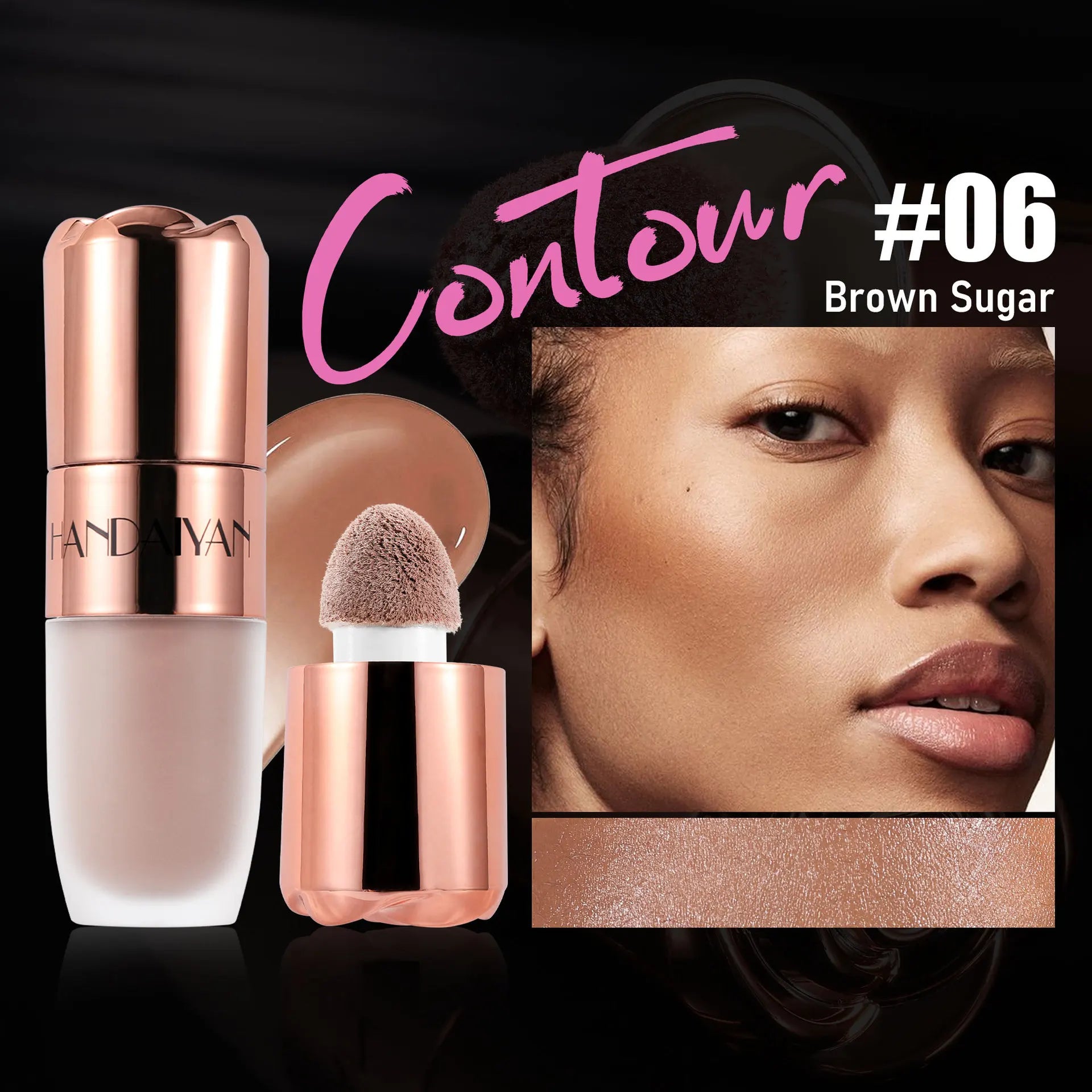 Rose Glow Liquid Contour Highlighter 3D Effect Soft Sponge Tip Easy to Wear Long Lasting Face Body Hihglight Contouring Stick