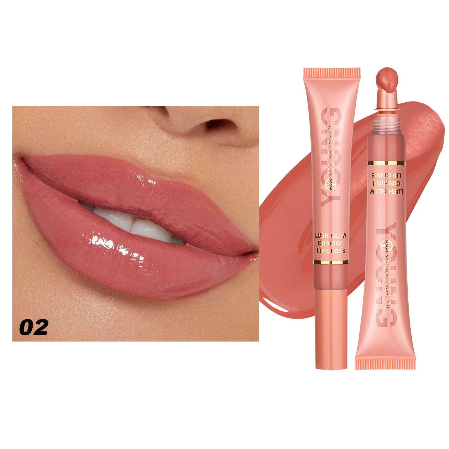 YOUNG VISION 6 color Liquid Water Brightening Lip Color Plush Brush Head Squeezing Lip Color Moisturizing Lip Glaze
