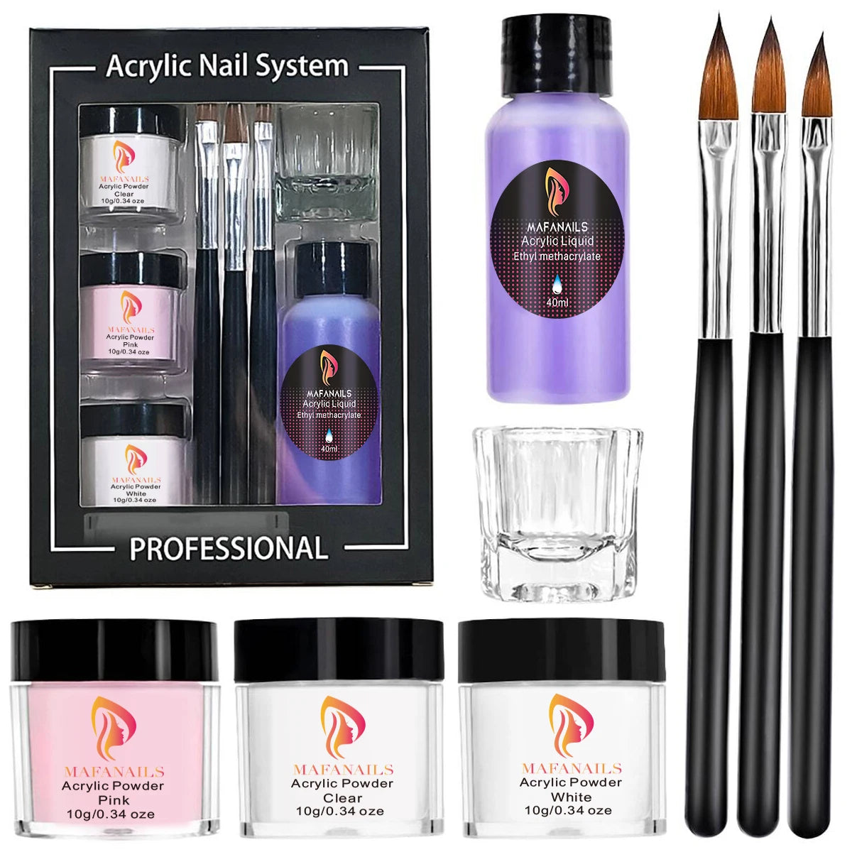 Nail Kit Set Acrylic Powder Monomer Acrylic Liquid For Nail Extension Professional Gel Manicure Set False Nails Art Tools Set *&