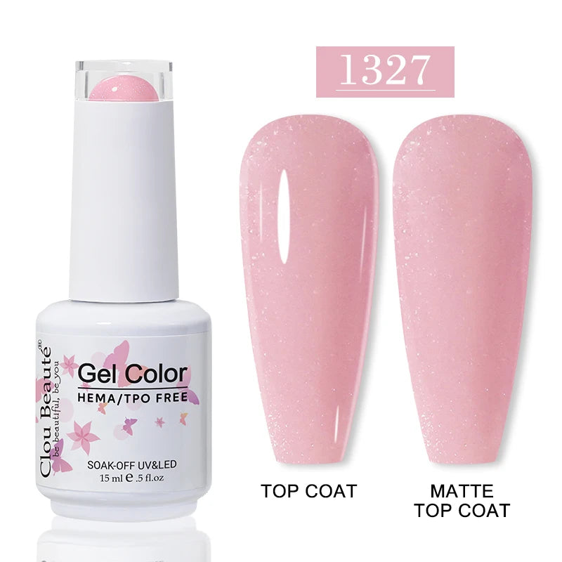 Clou Beaute Glitter Gel Nail Varnishes Winter Color Sparkling Sequins Soak Off UV LED Varnish Nail Art Decoration Base Top Coat