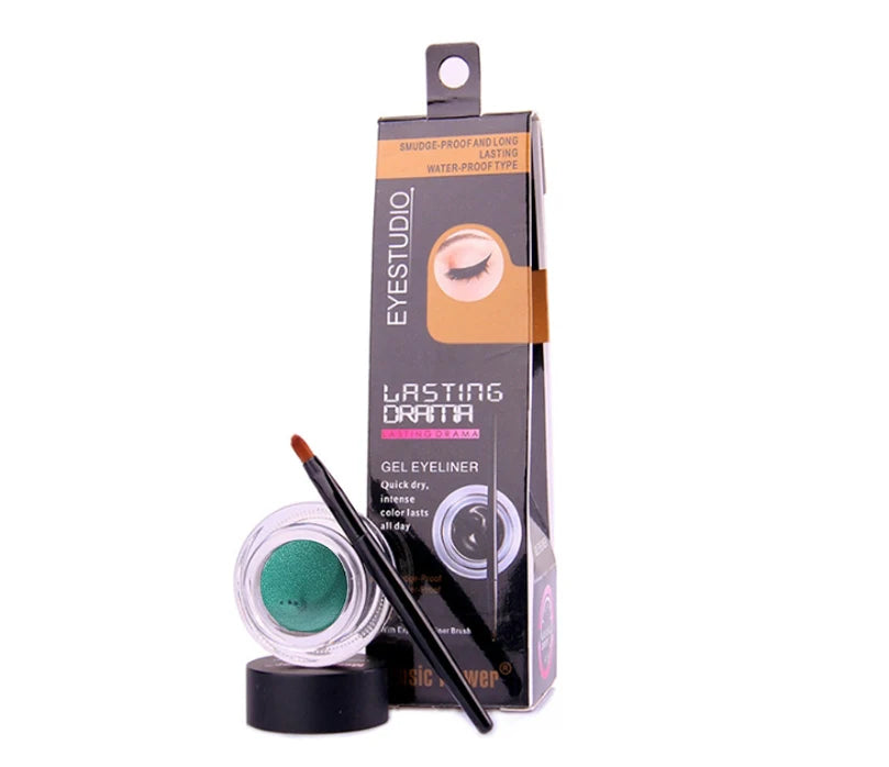 Music Flower Coffee Black Blue Purple Brown 24 Hours Eyeliner Gel Cream Make Up Waterproof Long-wear Eye Liner Brushes Makeup