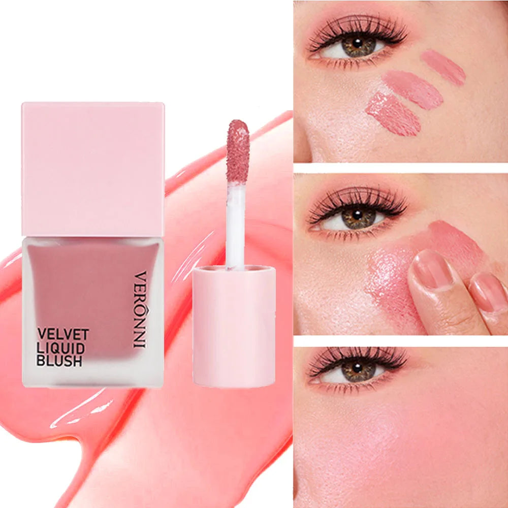 4 Color Liquid Blush 5ml Long-Lasting & Blendable Vegan Cheek TintNatural Flush to Bold Glow | Dewy & Matte Finish Face Makeup